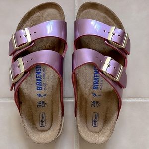 Pink metallic Birkenstocks size 36